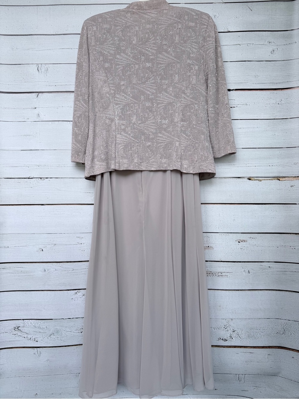 Alex Evenings Dusty Blush Two-Piece Embroidered Jacket Maxi Dress - Picture 4 of 4